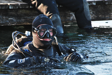 Drysuit feet first ascent and buoyancy control small
