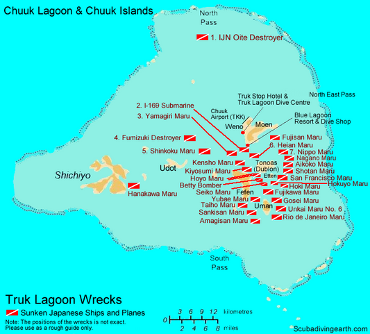 Truk Lagoon Wreck Map (Where the Wrecks Are For Scuba Diving)