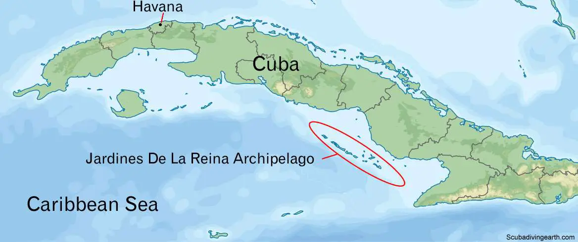 Jardines De La Reina archipelago of Cuba map