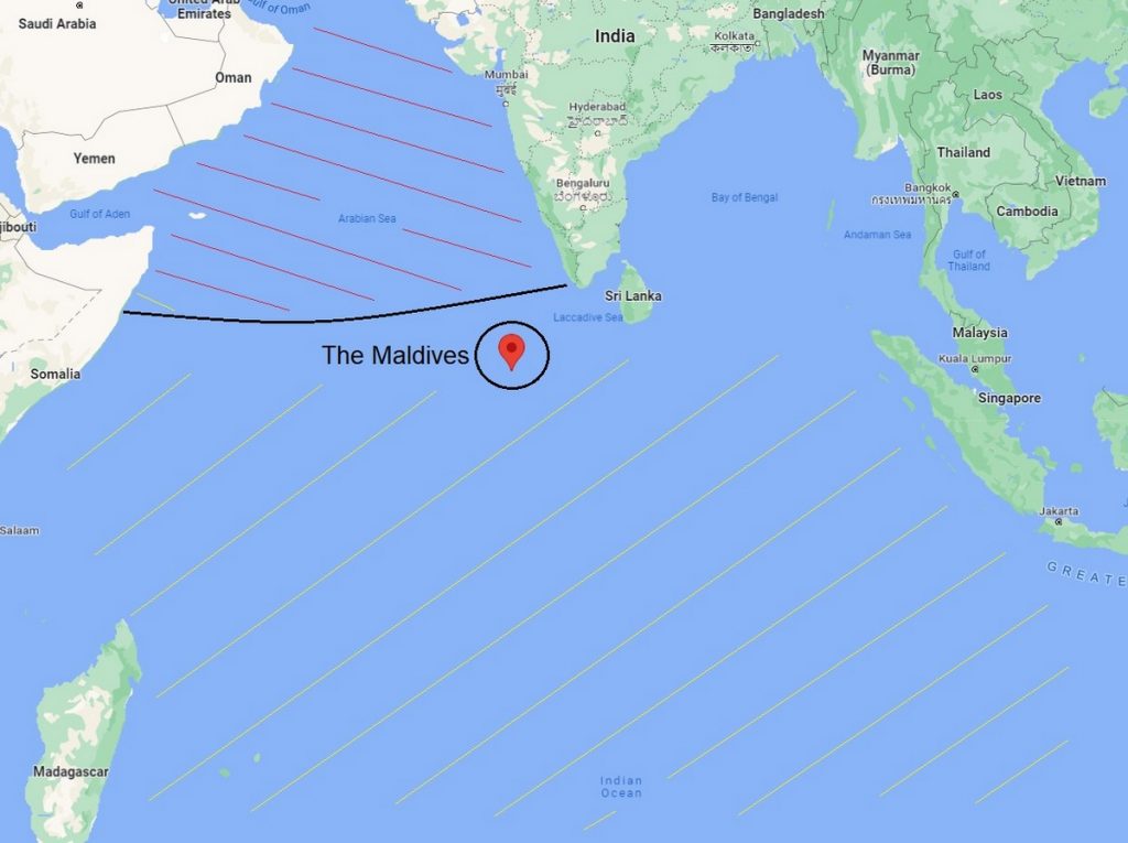 Is Maldives in Indian Ocean or Arabian Sea