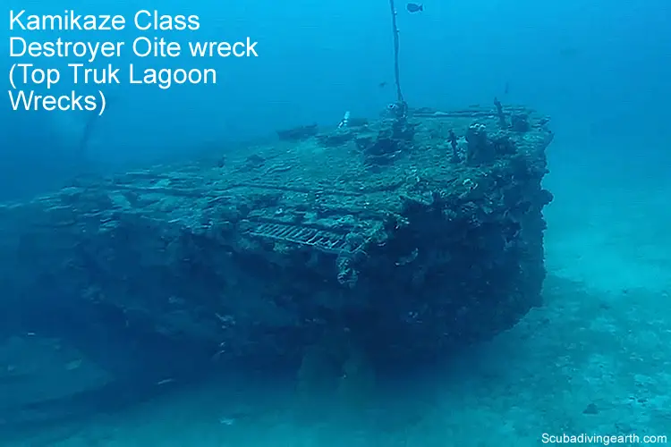 Kamikaze Class Destroyer Oite wreck - Top Truk Lagoon Wrecks