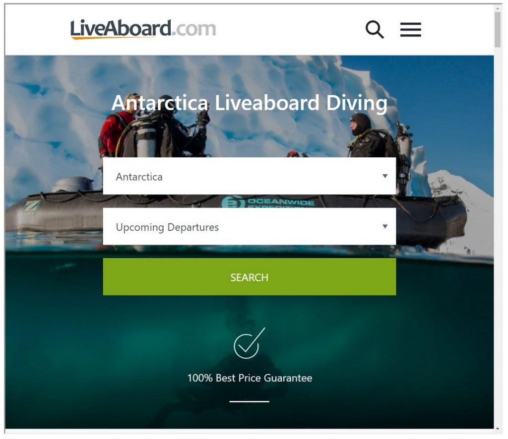Liveaboard.com search Antarctic scroll