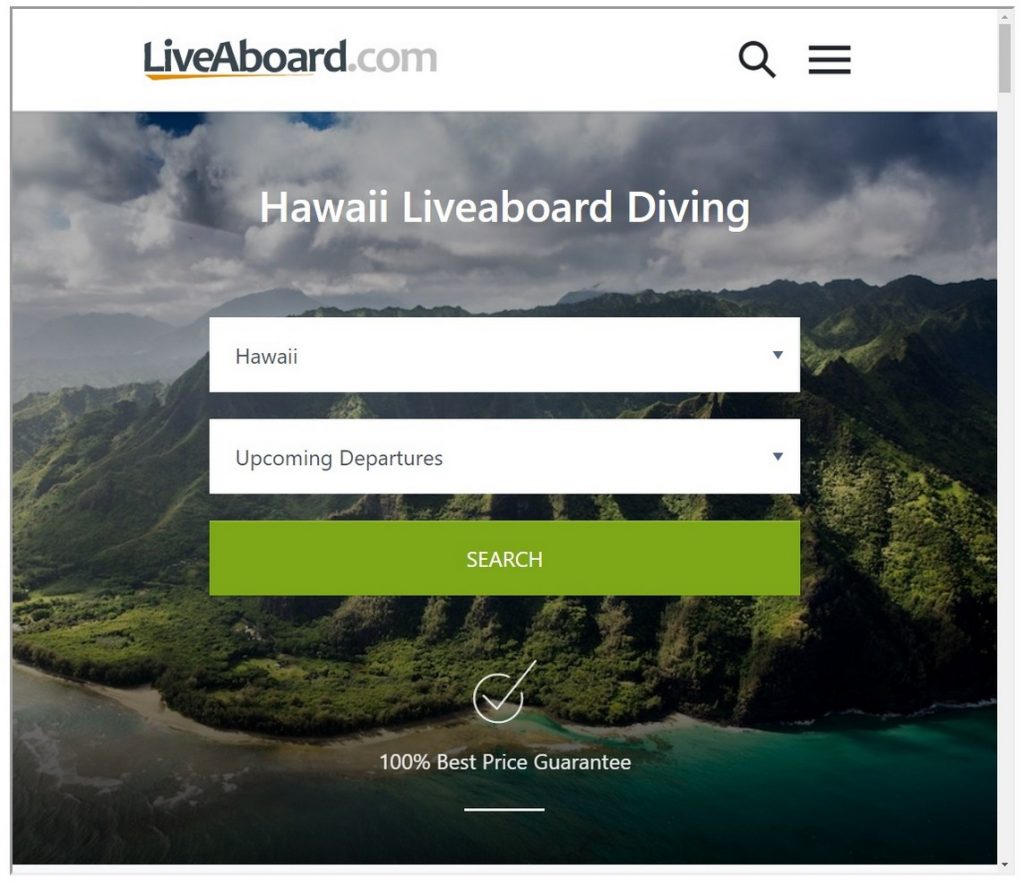 Liveaboard.com search Hawaii scroll