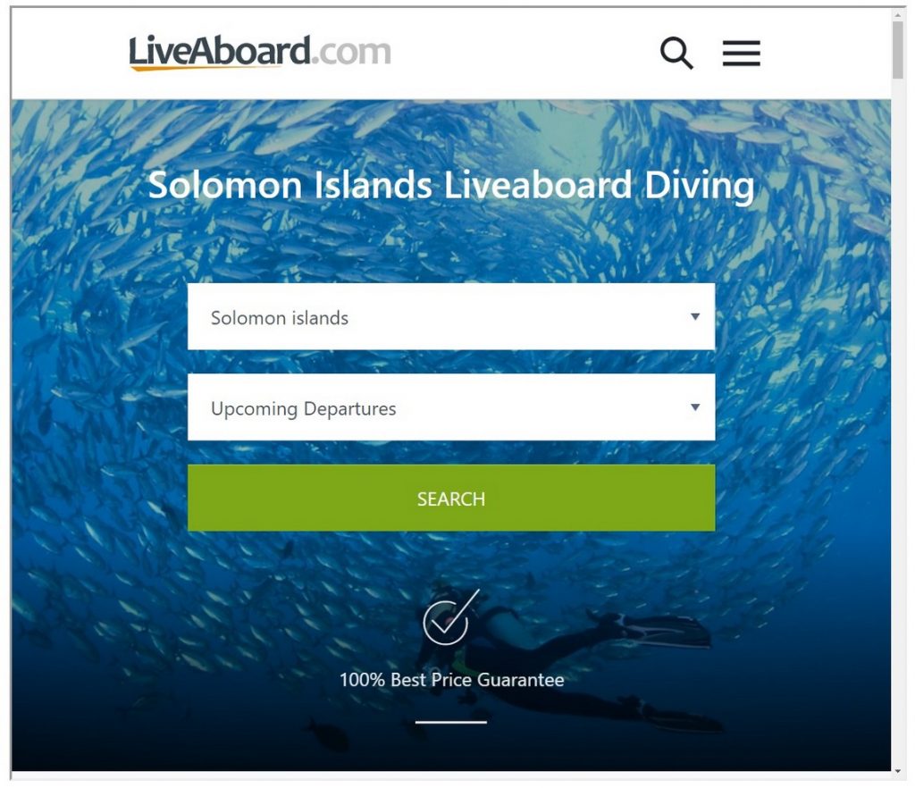 Liveaboard.com search Solomon Islands scroll