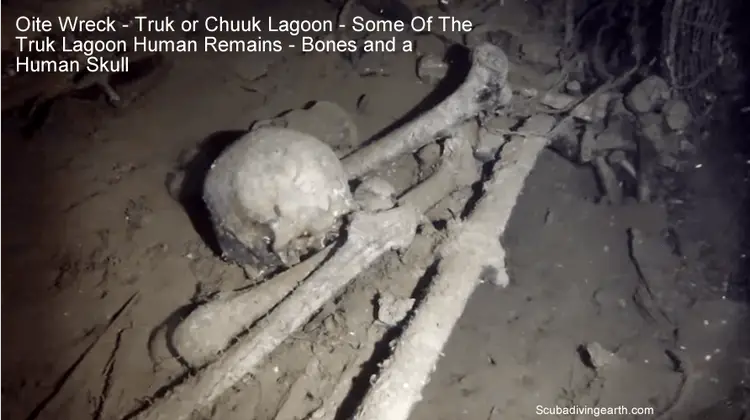 Oite Wreck - Truk or Chuuk Lagoon - Some Of The Truk Lagoon Human Remains - Bones and a Human Skull