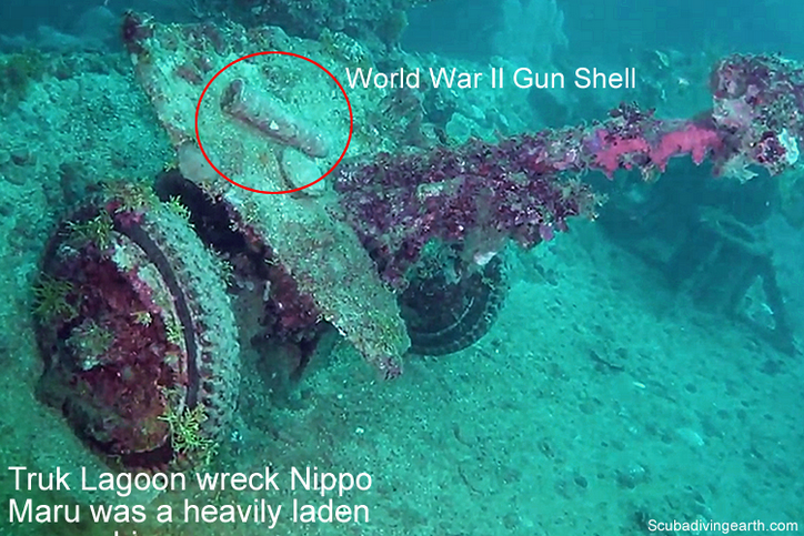 Truk Lagoon wreck Nippo Maru World War II Gas Masks bullets