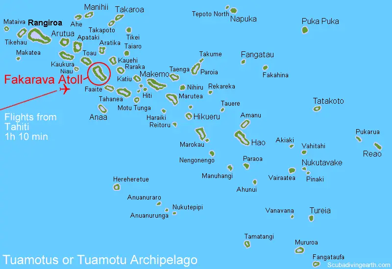 Where is Fakarava Atoll - Tuamotus Tuamotu Archipelago map