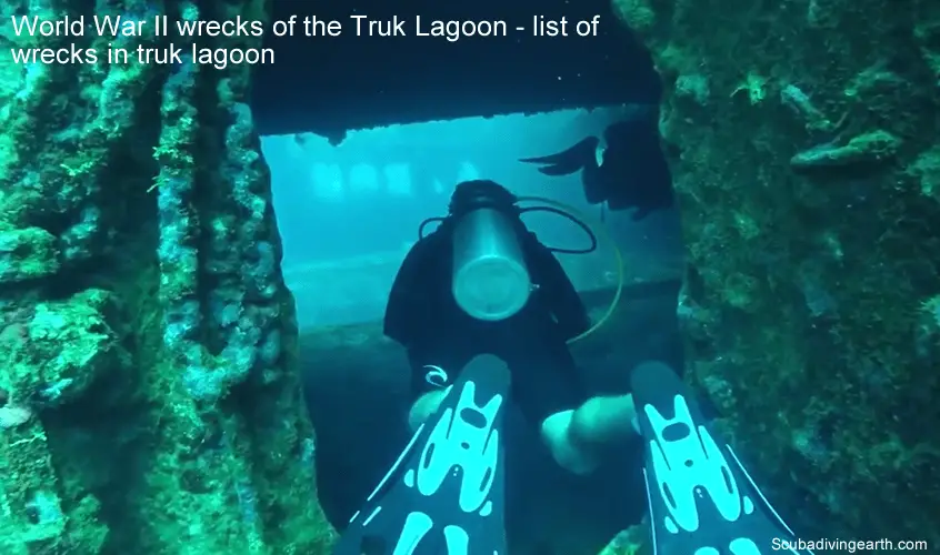 World War II wrecks of the Truk Lagoon - list of wrecks in truk lagoon